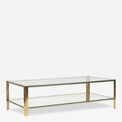 Maison Malabert Two Tier Malabert Brass and Glass Coffee Table