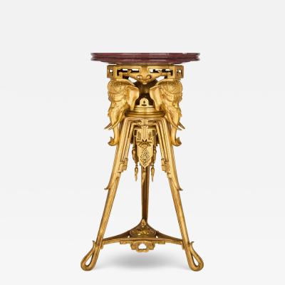 Maison Marnyhac Antique French Japonisme gilt bronze and marble pedestal by Maison Marnyhac