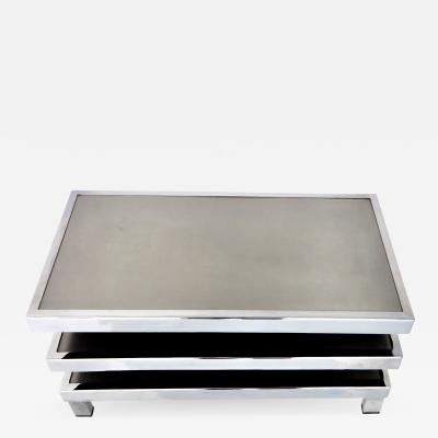 Maison Mercier Freres Stainless Steel French Pivoting Swivel Three Level Coffee Table or Side Table