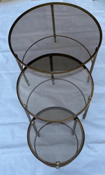 Maison Ramsay 1970 Nesting Tables in Brass in the Style of Maison Ramsay