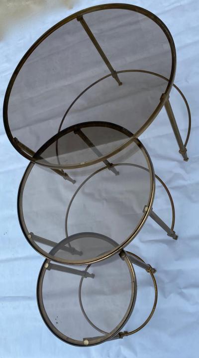 Maison Ramsay 1970 Nesting Tables in Brass in the Style of Maison Ramsay