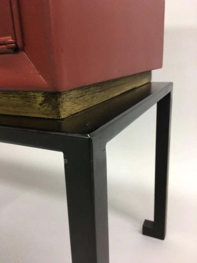Maison Ramsay 2 French Modern Neoclassical Red Lacquer Sideboards Bars by Maison Ramsay 1940