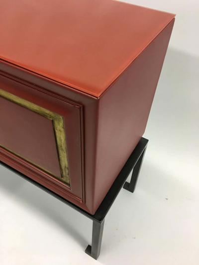 Maison Ramsay 2 French Modern Neoclassical Red Lacquer Sideboards Bars by Maison Ramsay 1940