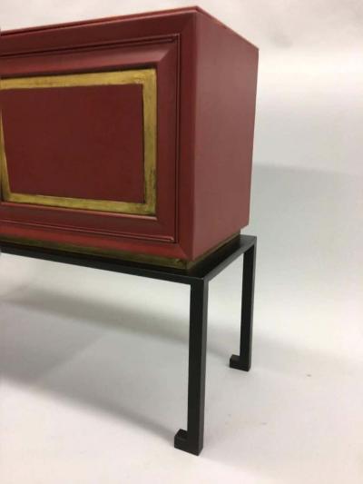 Maison Ramsay 2 French Modern Neoclassical Red Lacquer Sideboards Bars by Maison Ramsay 1940