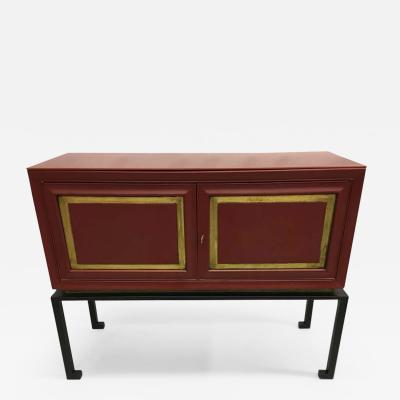 Maison Ramsay 2 French Modern Neoclassical Red Lacquer Sideboards Bars by Maison Ramsay 1940