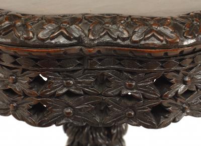 Maison Ramsay Asian Burmese Carved Rosewood End Table