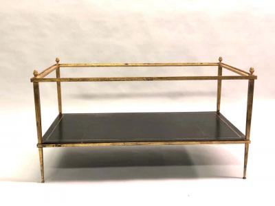 Maison Ramsay French Gilt Iron and Leather Modern Neoclassical Cocktail Table by Maison Ramsay