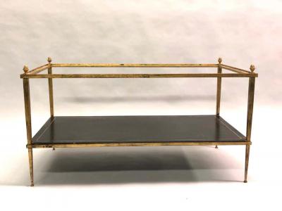 Maison Ramsay French Gilt Iron and Leather Modern Neoclassical Cocktail Table by Maison Ramsay