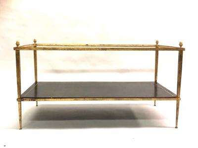 Maison Ramsay French Gilt Iron and Leather Modern Neoclassical Cocktail Table by Maison Ramsay