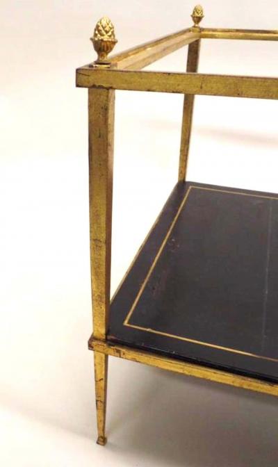 Maison Ramsay French Gilt Iron and Leather Modern Neoclassical Cocktail Table by Maison Ramsay