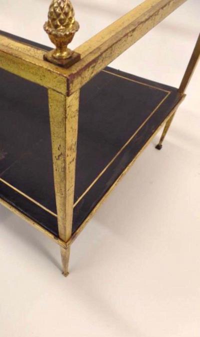 Maison Ramsay French Gilt Iron and Leather Modern Neoclassical Cocktail Table by Maison Ramsay