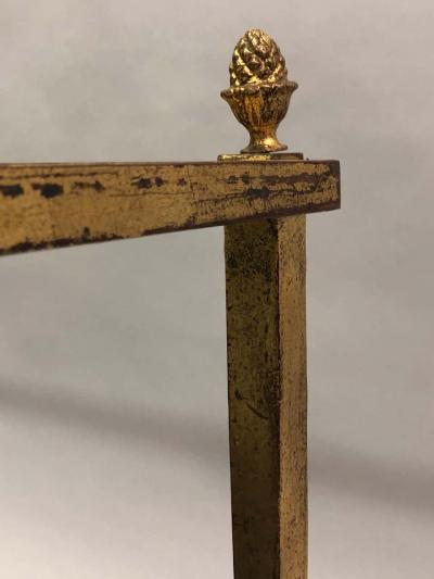 Maison Ramsay French Gilt Iron and Leather Modern Neoclassical Cocktail Table by Maison Ramsay