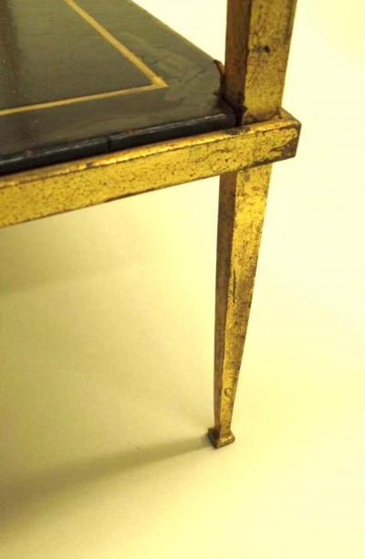 Maison Ramsay French Gilt Iron and Leather Modern Neoclassical Cocktail Table by Maison Ramsay