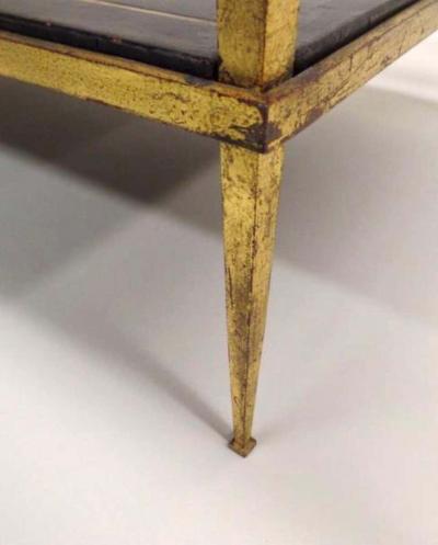 Maison Ramsay French Gilt Iron and Leather Modern Neoclassical Cocktail Table by Maison Ramsay