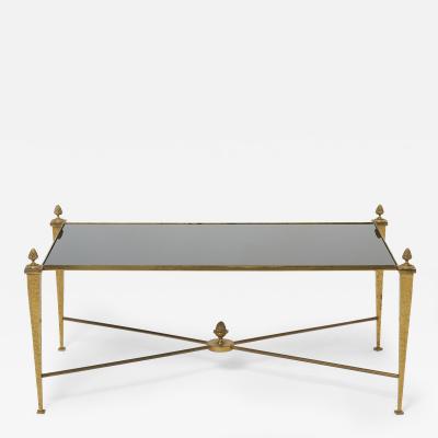 Maison Ramsay French Maison Ramsay gilded wrought iron opaline coffee table 1960s