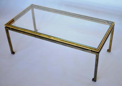 Maison Ramsay French Mid Century Modern Neoclassical Gilt Iron Coffee Table by Maison Ramsay