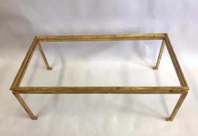 Maison Ramsay French Mid Century Modern Neoclassical Gilt Iron Coffee Table by Maison Ramsay
