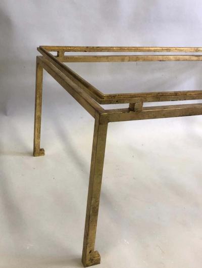 Maison Ramsay French Mid Century Modern Neoclassical Gilt Iron Coffee Table by Maison Ramsay