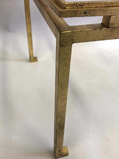 Maison Ramsay French Mid Century Modern Neoclassical Gilt Iron Coffee Table by Maison Ramsay