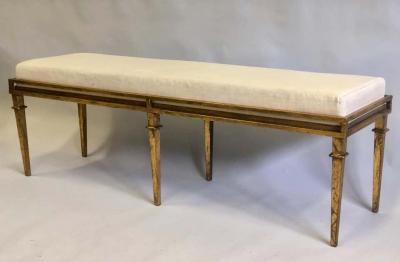 Maison Ramsay French Modern Neoclassical Gilt Iron Bench attributed to Maison Ramsay