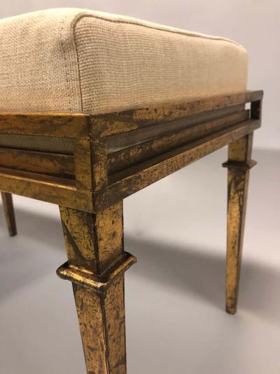 Maison Ramsay French Modern Neoclassical Gilt Iron Bench attributed to Maison Ramsay