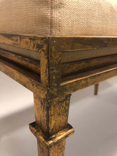 Maison Ramsay French Modern Neoclassical Gilt Iron Bench attributed to Maison Ramsay
