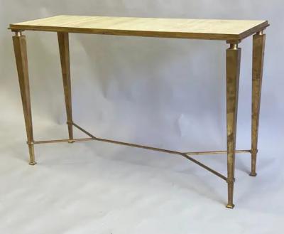 Maison Ramsay French Modern Neoclassical Gilt Iron Console Andre Arbus and Gilbert Poillerat