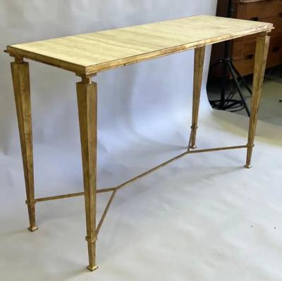 Maison Ramsay French Modern Neoclassical Gilt Iron Console Andre Arbus and Gilbert Poillerat