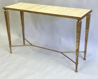 Maison Ramsay French Modern Neoclassical Gilt Iron Console Andre Arbus and Gilbert Poillerat
