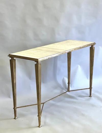 Maison Ramsay French Modern Neoclassical Gilt Iron Console Andre Arbus and Gilbert Poillerat