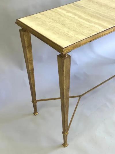Maison Ramsay French Modern Neoclassical Gilt Iron Console Andre Arbus and Gilbert Poillerat