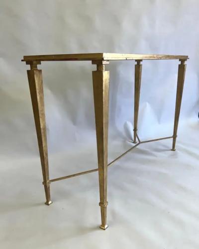 Maison Ramsay French Modern Neoclassical Gilt Iron Console Andre Arbus and Gilbert Poillerat