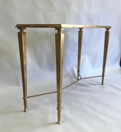 Maison Ramsay French Modern Neoclassical Gilt Iron Console Andre Arbus and Gilbert Poillerat