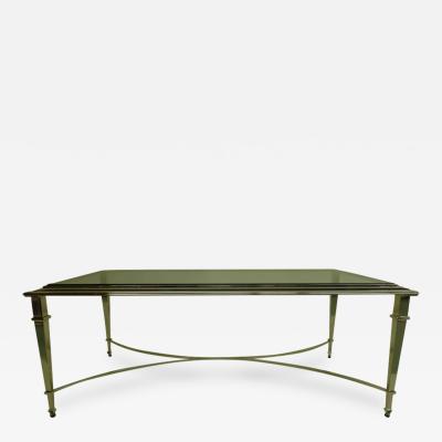 Maison Ramsay French Modern Neoclassical Polished Nickel and Glass Coffee Table Maison Ramsay