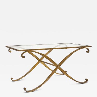 Maison Ramsay French Neoclassical Gilt Iron and Glass Coffee Table by Maison Ramsay