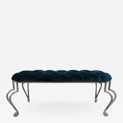 Maison Ramsay French Wrought Iron and Tufted Bench by Maison Ramsay