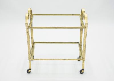 Maison Ramsay French neoclassical Maison Ramsay gilded iron bar cart 1940s