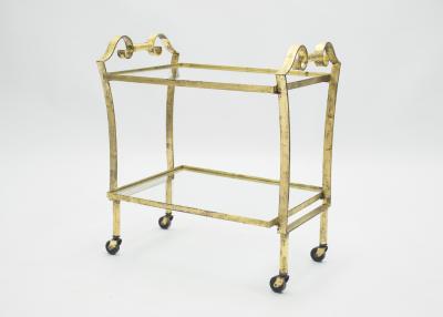 Maison Ramsay French neoclassical Maison Ramsay gilded iron bar cart 1940s