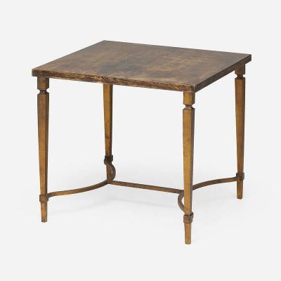 Maison Ramsay Gilt Iron and Lacquered Goat Skin Side Table by Maison Ramsay