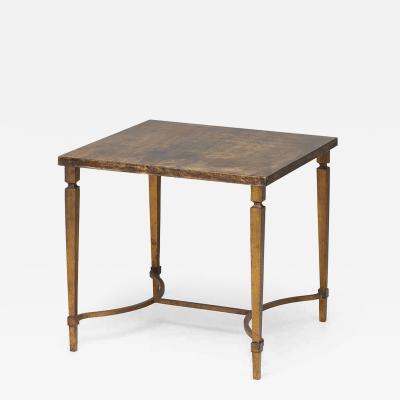 Maison Ramsay Gilt Iron and Lacquered Goat Skin Side Table by Maison Ramsay