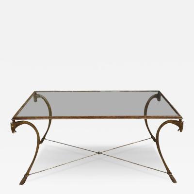 Maison Ramsay Maison Ramsay Art Deco French Gilt Metal Glass Horse Head Cocktail Table 1940