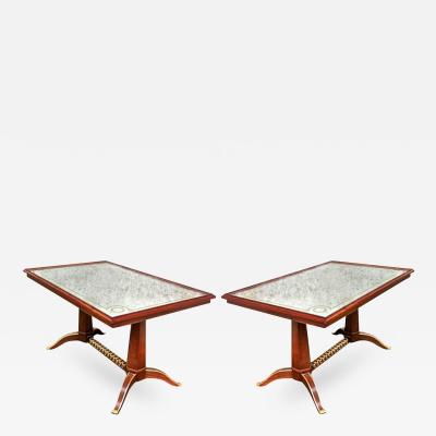 Maison Ramsay Maison Ramsay Superb Pair of Dining Tables with Superb Refined Gold Bronze