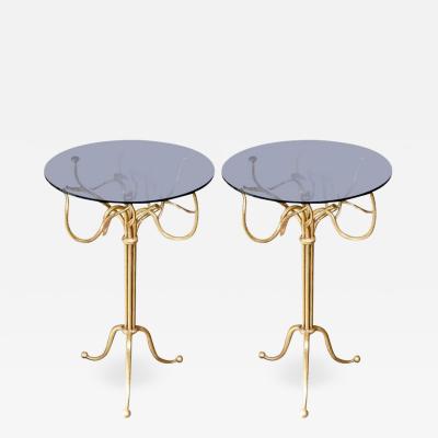Maison Ramsay Pair of wrought gilt Iron Side tables