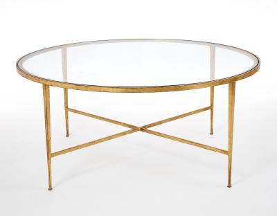 Maison Ramsay Ramsay Large Round Gilt Wrought Iron Coffee Table France 1950s