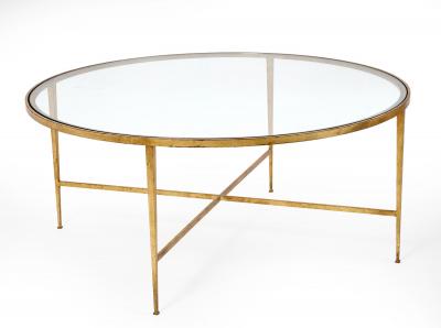Maison Ramsay Ramsay Large Round Gilt Wrought Iron Coffee Table France 1950s