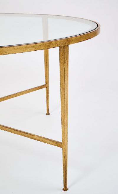 Maison Ramsay Ramsay Large Round Gilt Wrought Iron Coffee Table France 1950s