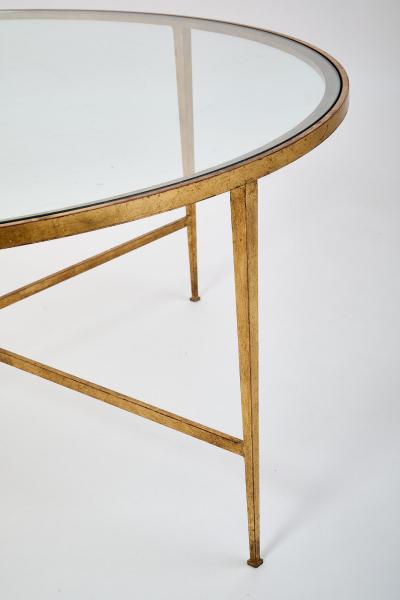 Maison Ramsay Ramsay Large Round Gilt Wrought Iron Coffee Table France 1950s