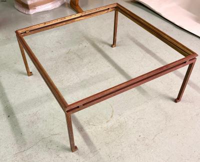 Maison Ramsay Rare French Modern Neoclassical Gilt Iron Square Coffee Table by Maison Ramsay