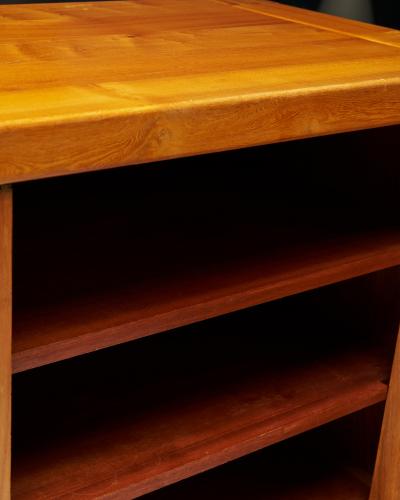 Maison Regain Carved Elm Sideboard with Leather Handles by Maison Regain France c 1970