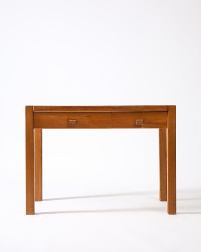 Maison Regain Elm Desk Console with Leather Pulls by Maison Regain France c 1950